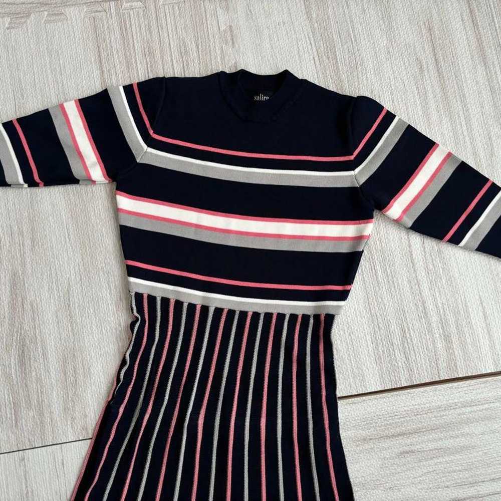 Saria Navy Stripe Knit Long Dress - image 2