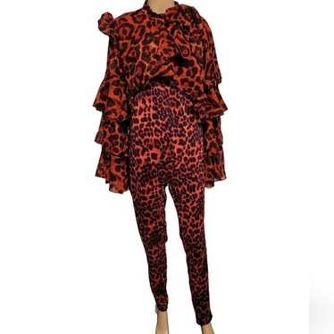 K + Glam Red Cheetah Jumpsuit (Size 1XL) - image 1