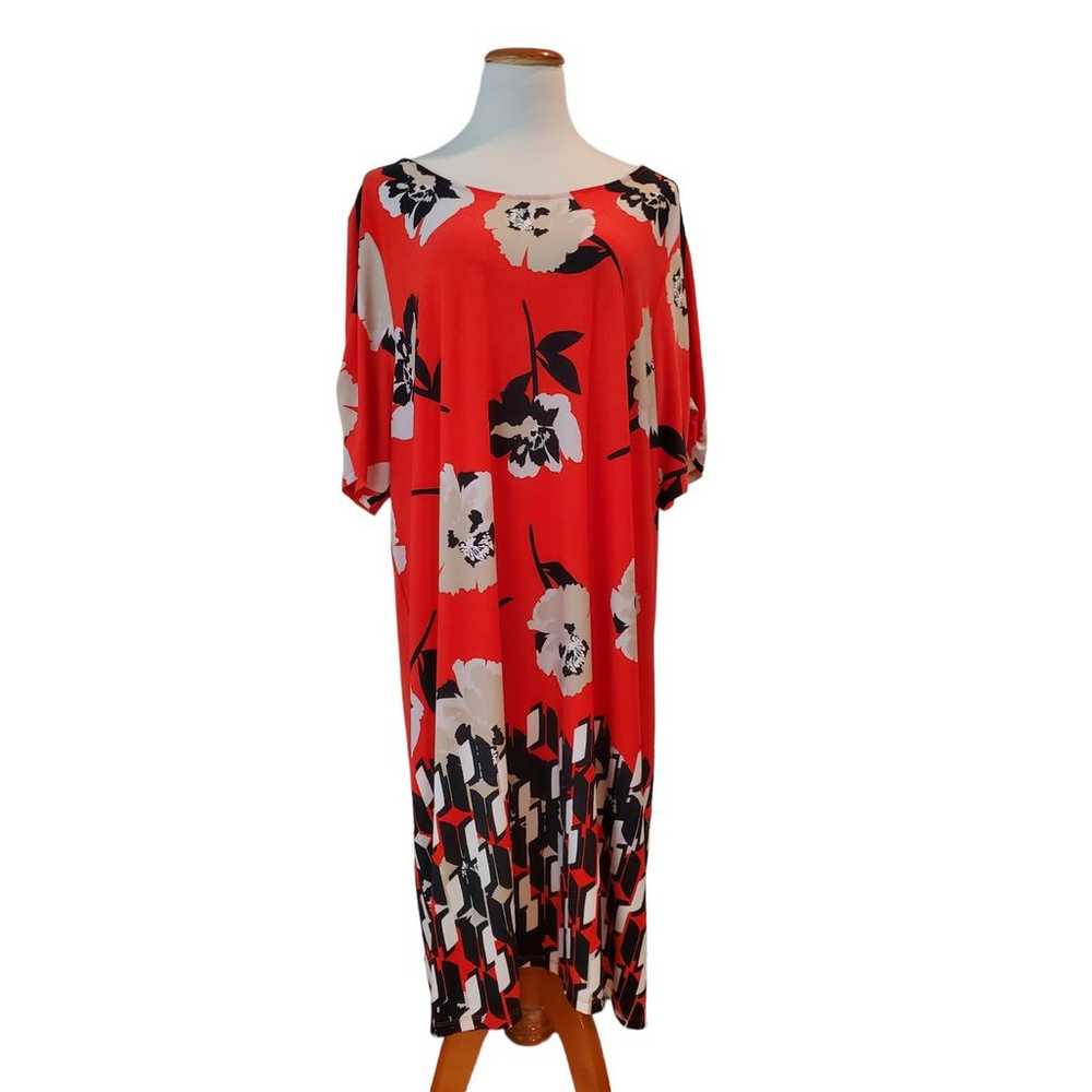 1920s Style Calvin Klein Red Floral Print Gatsby … - image 1