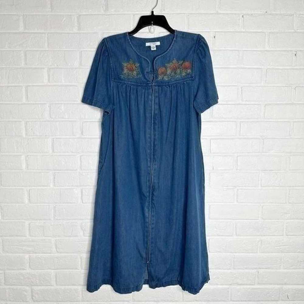 Go Softly Patio Denim Dress Pumpkin Patch Fall Zi… - image 1