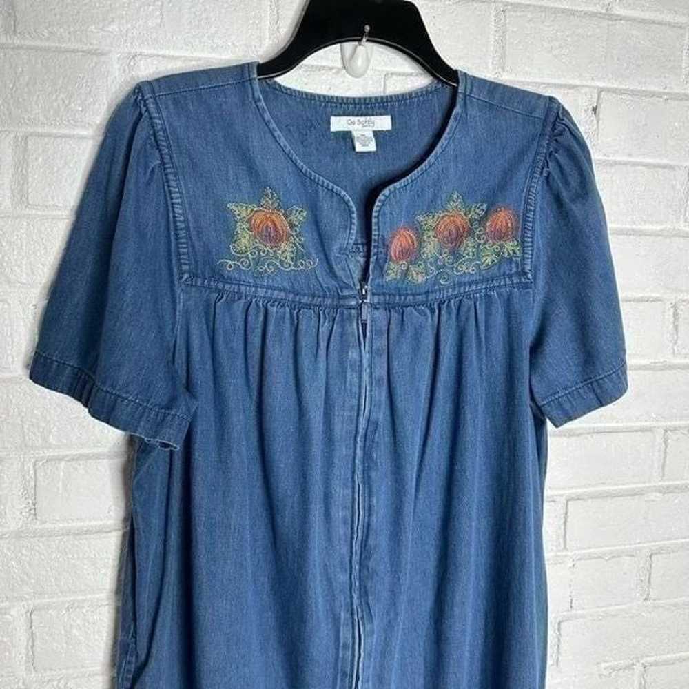 Go Softly Patio Denim Dress Pumpkin Patch Fall Zi… - image 2