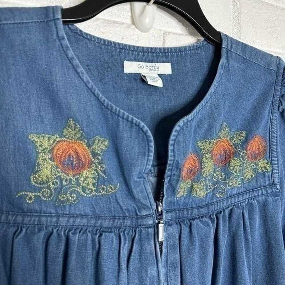 Go Softly Patio Denim Dress Pumpkin Patch Fall Zi… - image 4