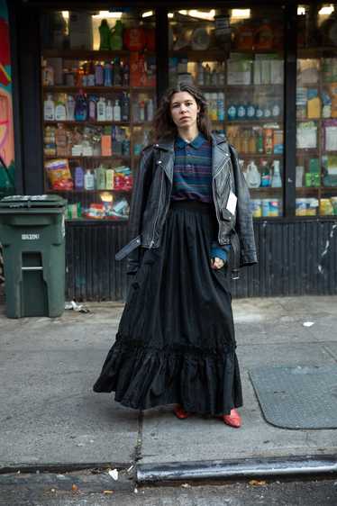 1970s black taffeta maxi skirt