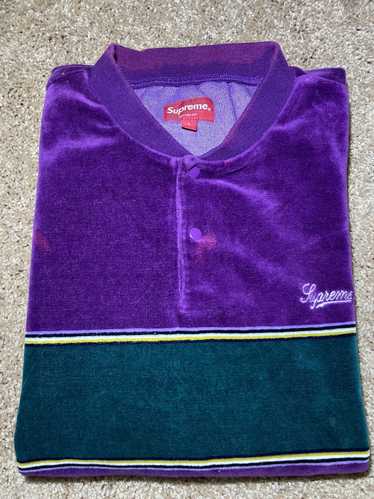 Supreme FW17 Supreme Snap Henley Purple Script Str