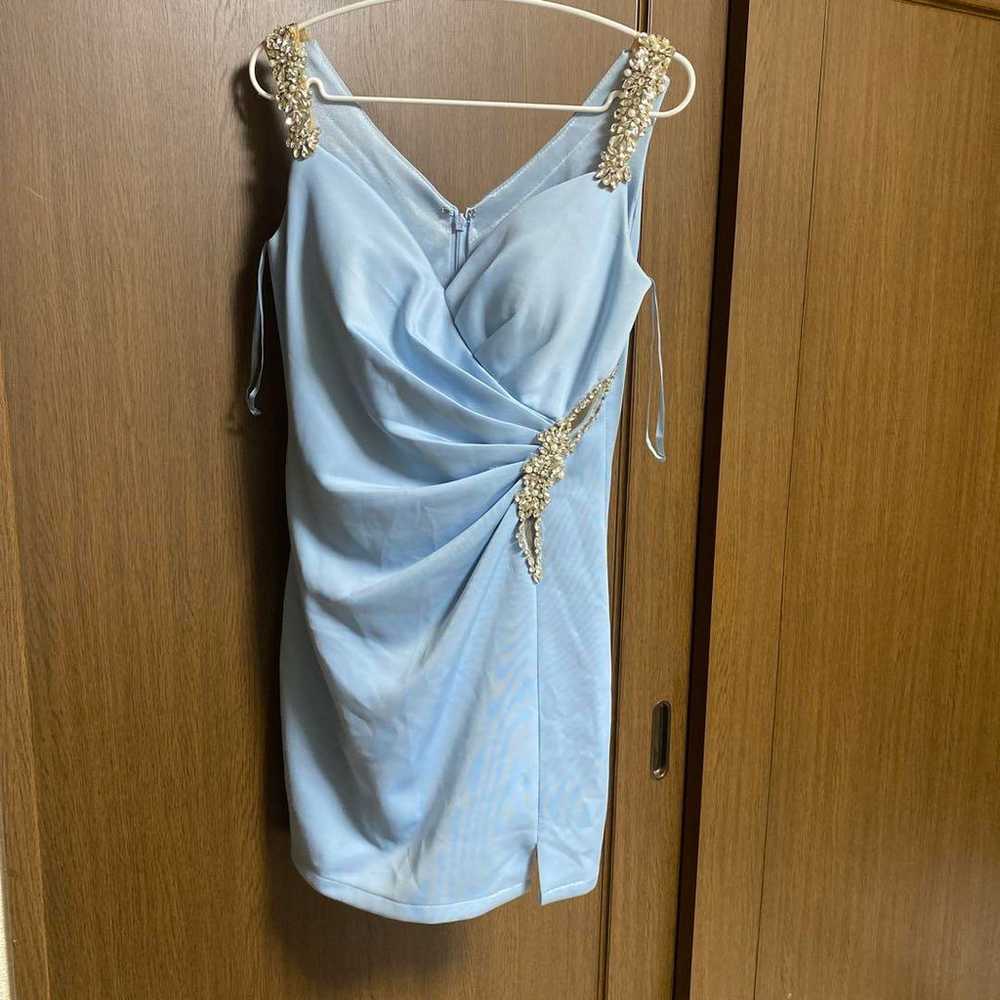 IRMA Light Blue Bejeweled Tight Dress - image 1