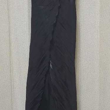 Black slip dress, maxi length, V-neck. - image 1