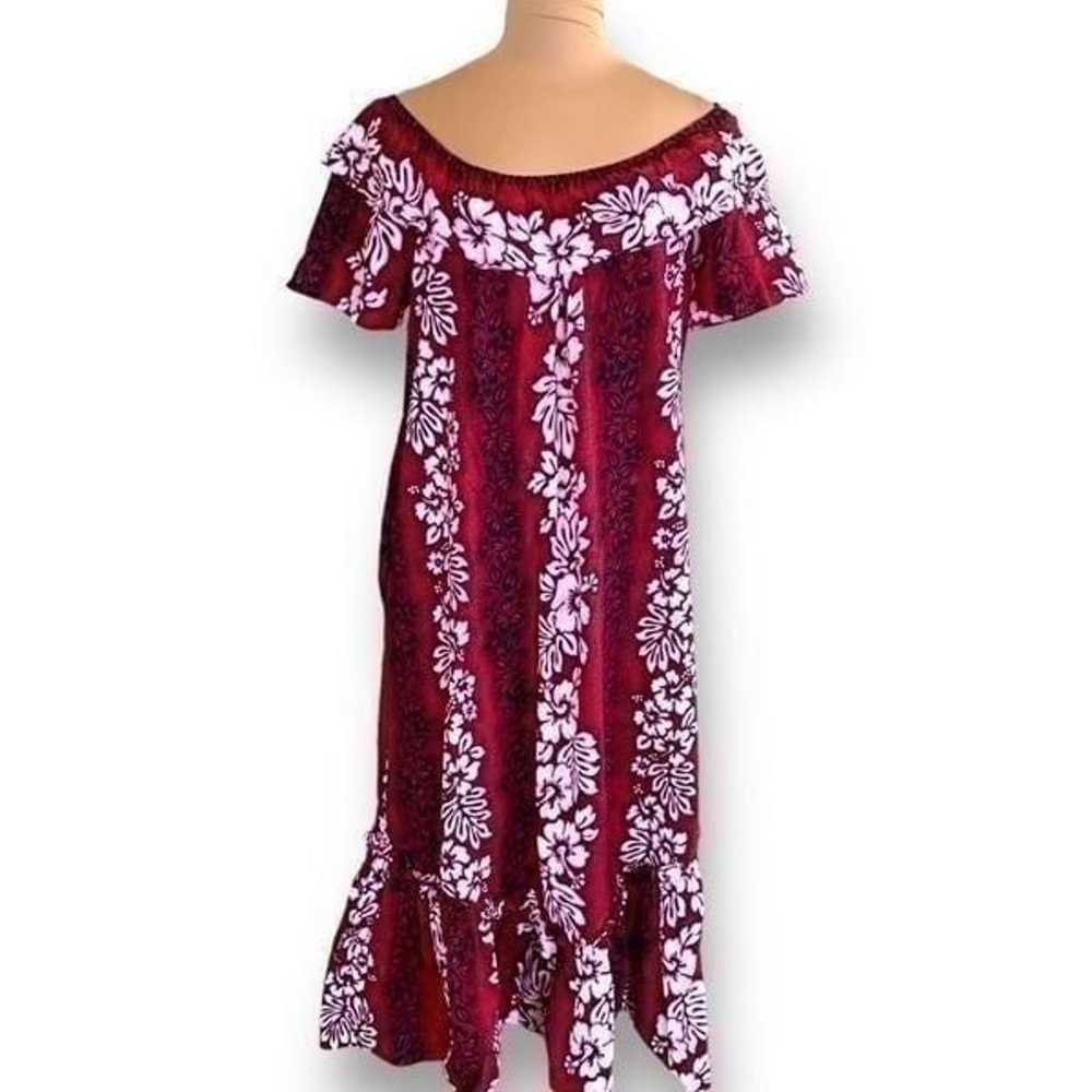 Vintage Aloha Moi Hawaii Dress Red Hibiscus Flora… - image 10