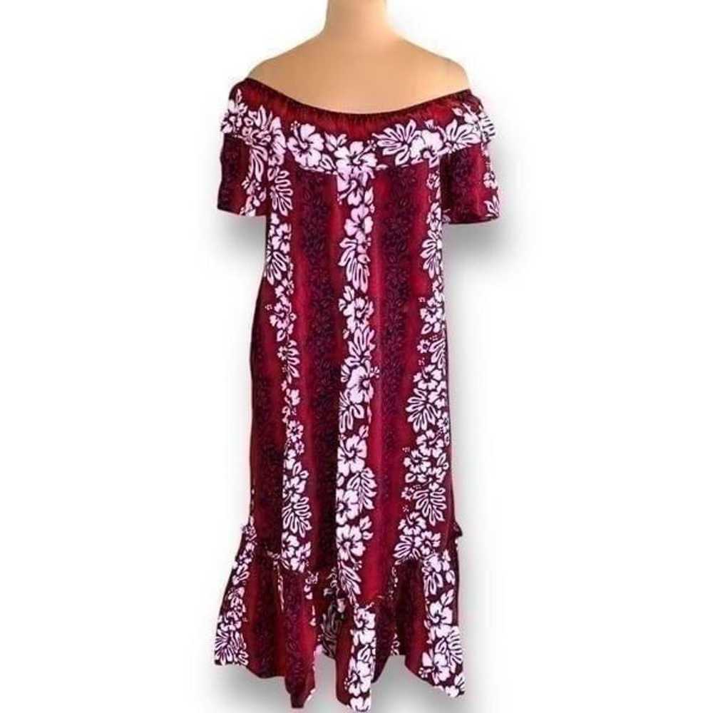 Vintage Aloha Moi Hawaii Dress Red Hibiscus Flora… - image 11