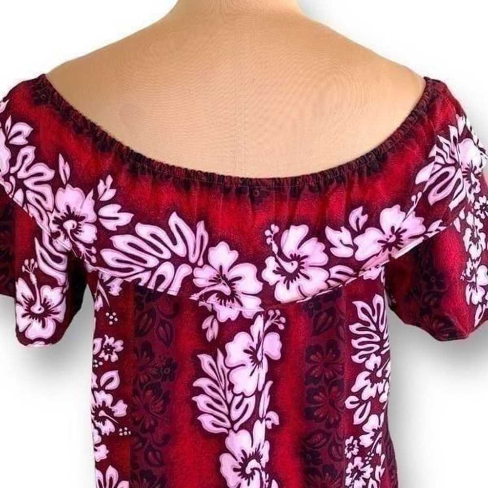 Vintage Aloha Moi Hawaii Dress Red Hibiscus Flora… - image 6