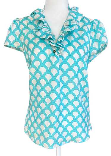 Elizabeth McKay Aqua Arch Silk Top, 12