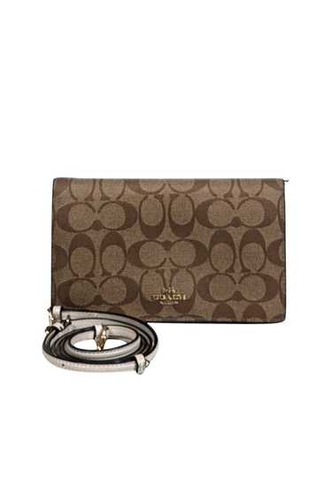 Coach - Brown Monogram Canvas & Cream Leather Cros