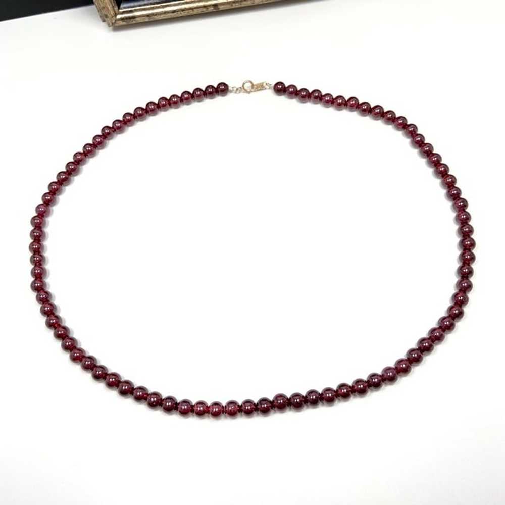 10k Solid Yellow Gold Genuine Garnet Necklace (18… - image 2