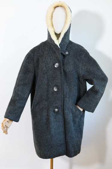 Vintage 1950s to 1960s Hooded Car Coat - TEAL MOHA