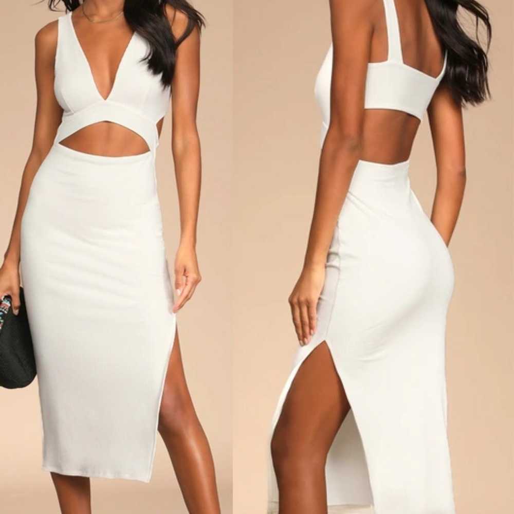 LULU'S M Divide and Contour White Ribbed Cutout B… - image 1