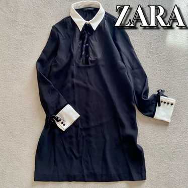 ZARA woman Velvet Ribbon Blouse Shirt Dress Black - image 1