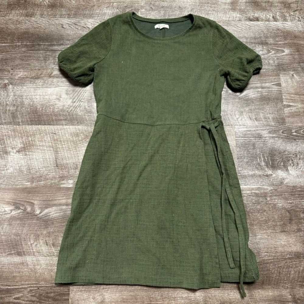 Madewell Green Short Puff Sleeve Mini Dress Size … - image 1