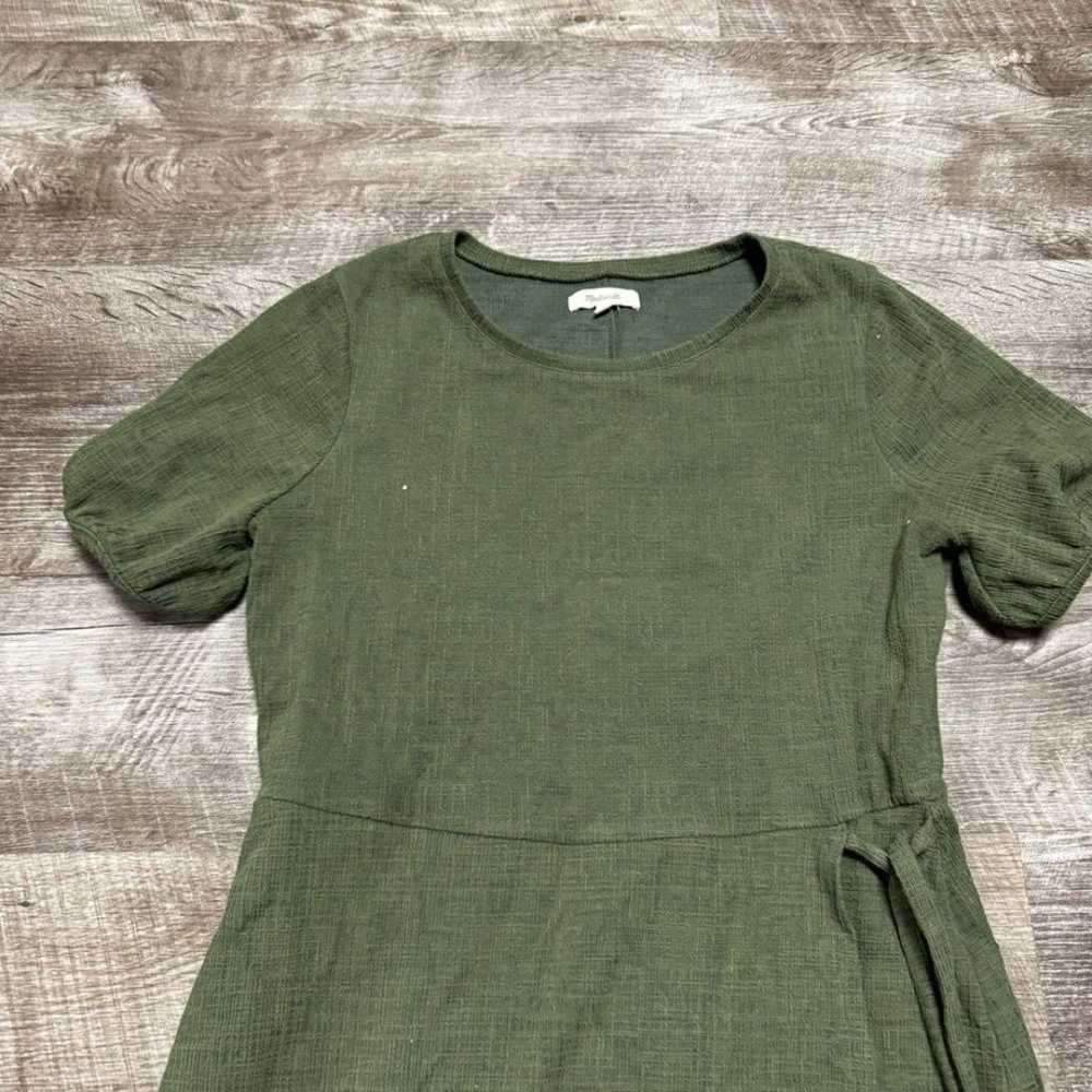 Madewell Green Short Puff Sleeve Mini Dress Size … - image 2