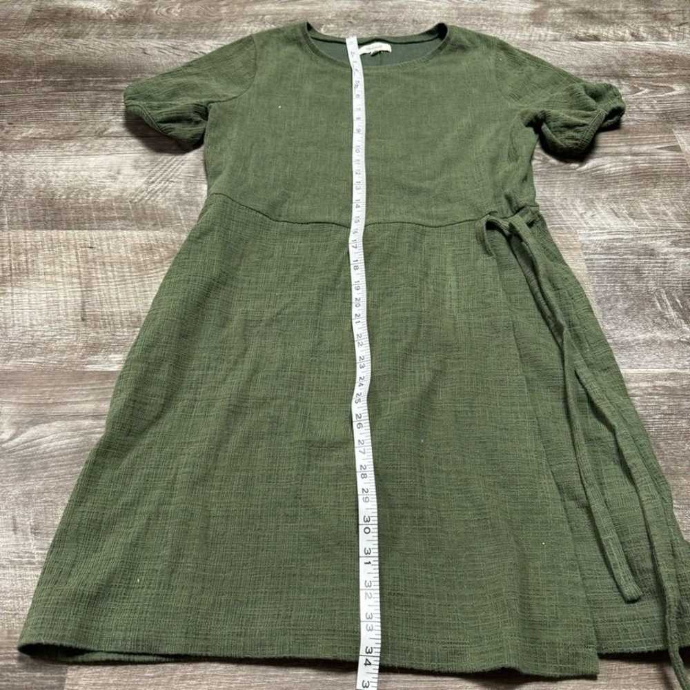 Madewell Green Short Puff Sleeve Mini Dress Size … - image 8