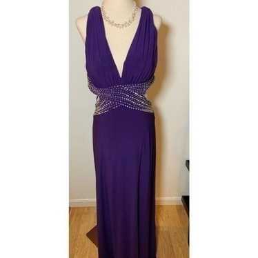 Betsy and Adam purple long dress with sequence siz