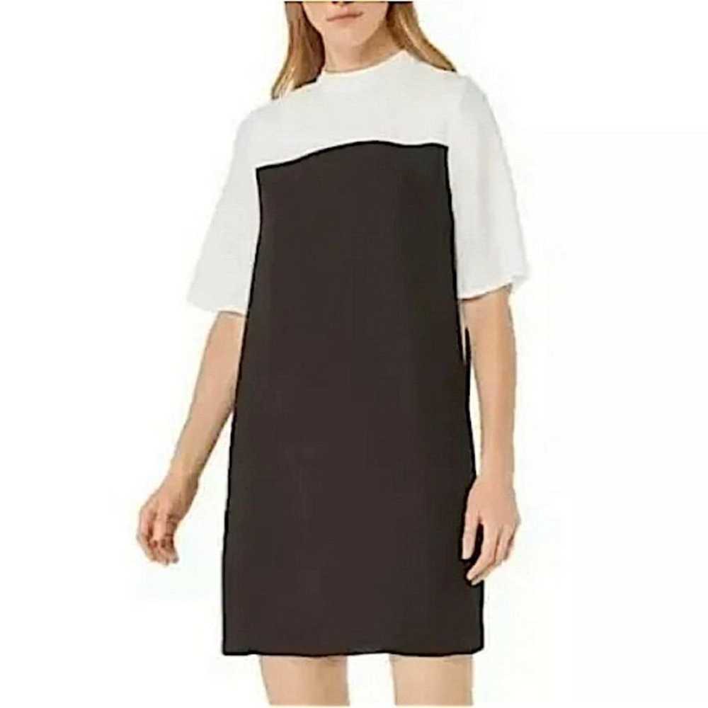 BCBGMaxazria Black & White Colorblock Shift Dress… - image 1