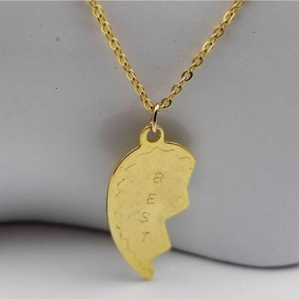 Best friends heart piece gold plated necklace - image 1