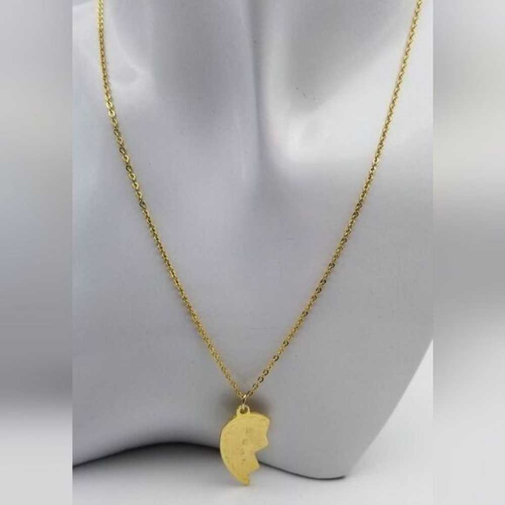 Best friends heart piece gold plated necklace - image 2