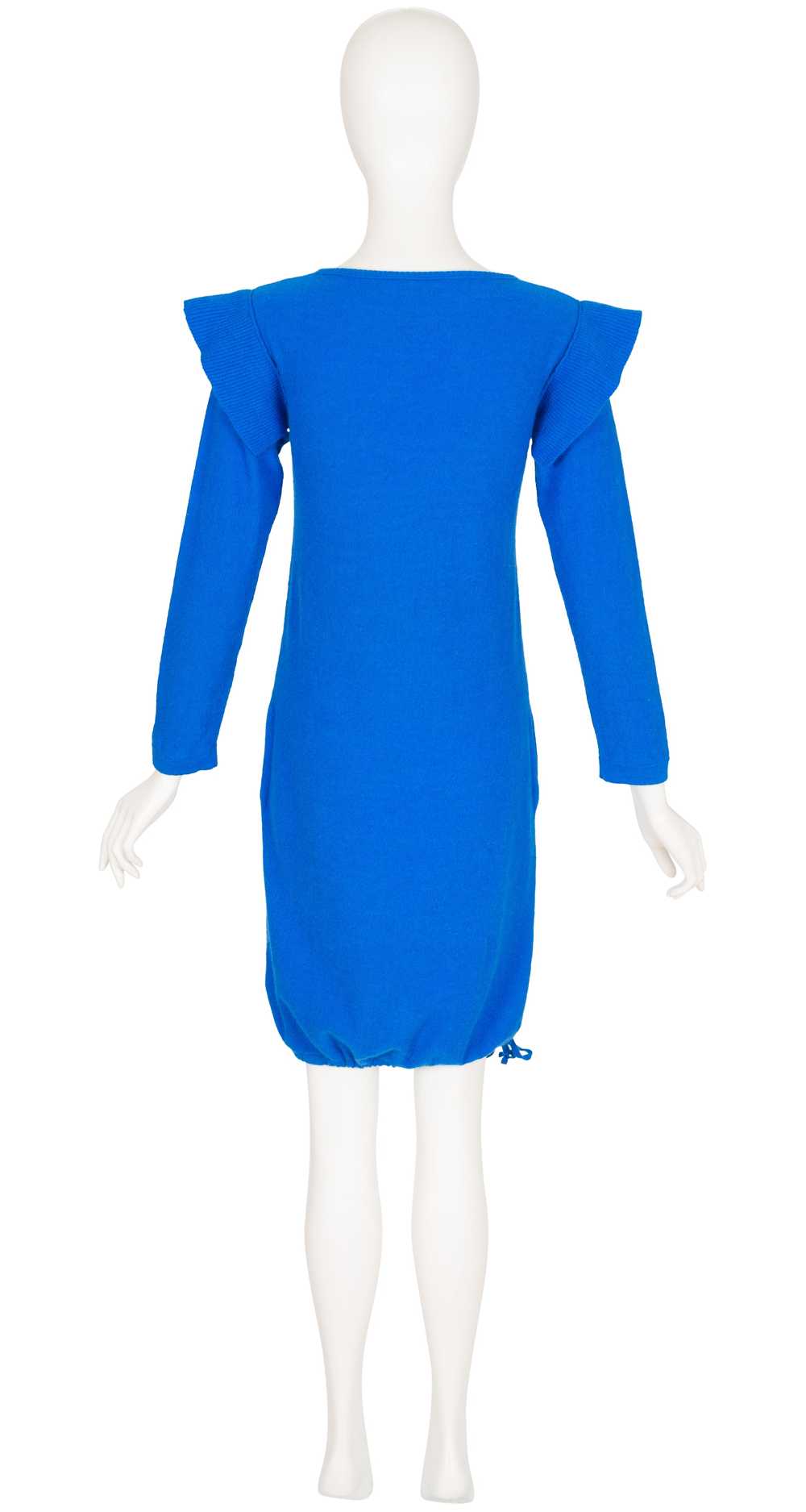 Sonia Rykiel 1978 S/S Blue Wool Knit Ruffle Shoul… - image 3