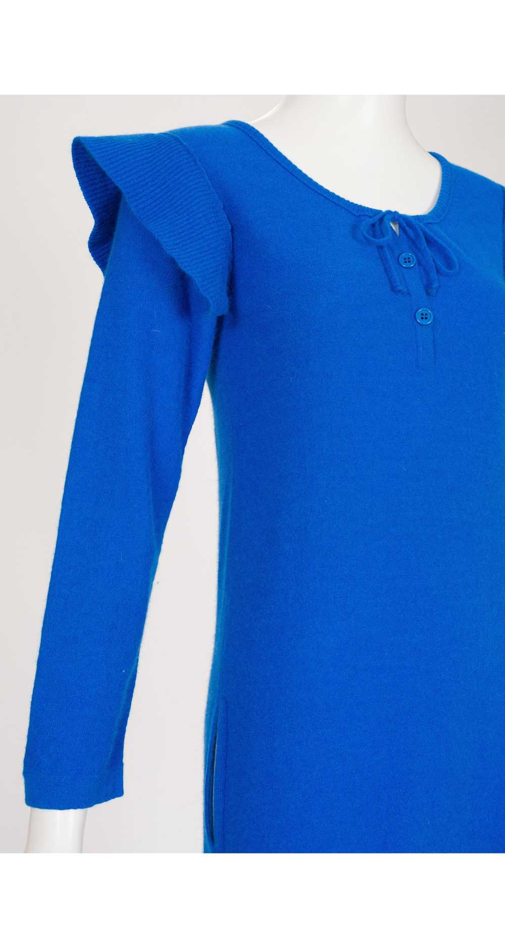 Sonia Rykiel 1978 S/S Blue Wool Knit Ruffle Shoul… - image 4