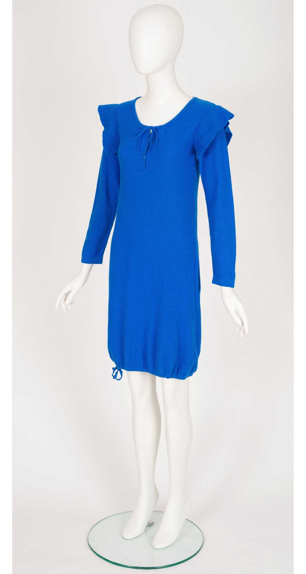 Sonia Rykiel 1978 S/S Blue Wool Knit Ruffle Shoul… - image 6