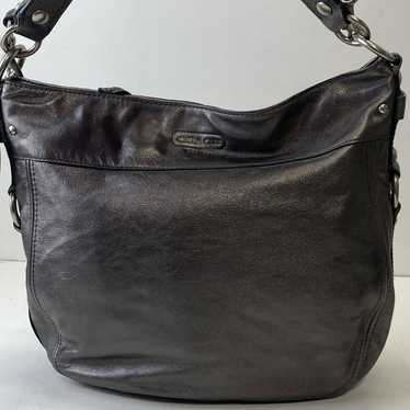 COACH F14706 Zoe Silver Leather Shoulder Bag - image 1