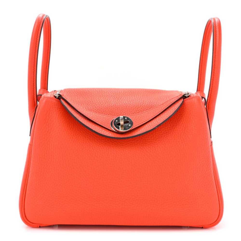 HERMES Taurillon Clemence Lindy 26 Orange Poppy - image 1