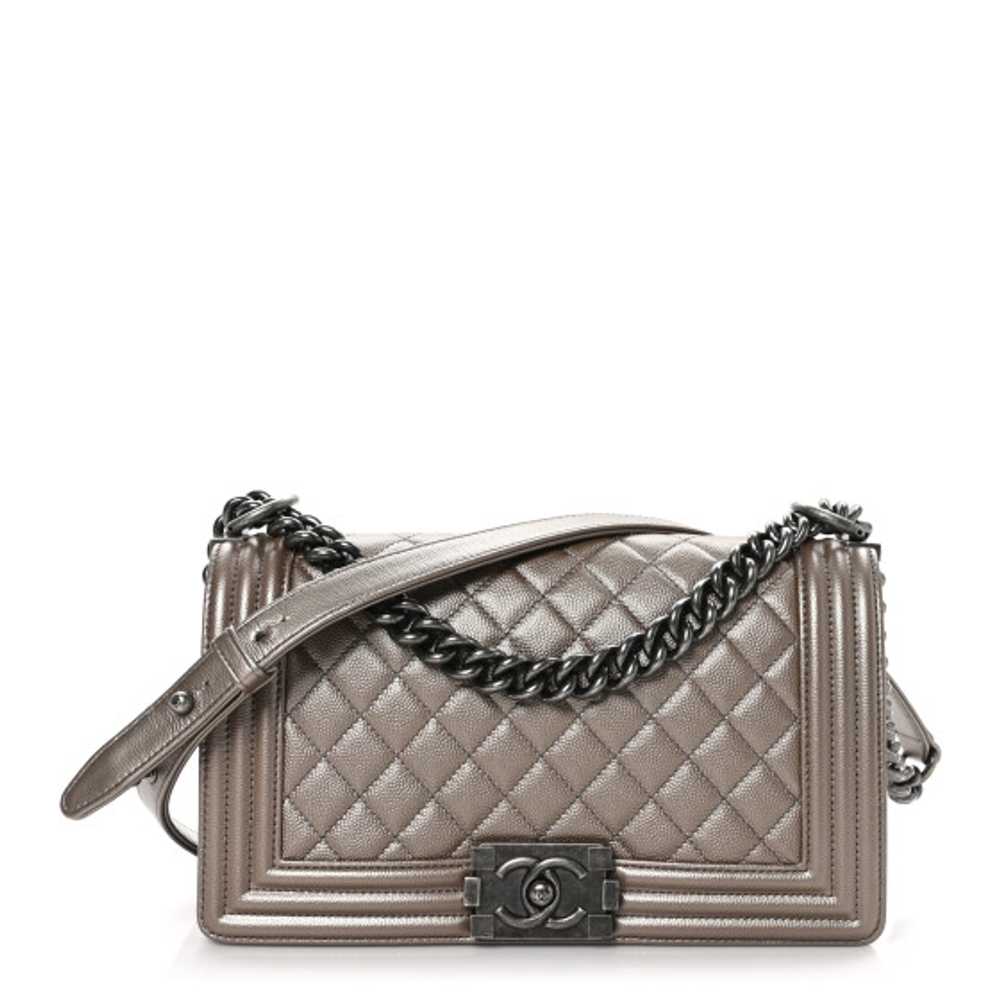 CHANEL Metallic Caviar Quilted Medium Boy Flap Co… - image 1