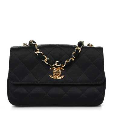 CHANEL Satin Quilted Micro Mini Flap Black