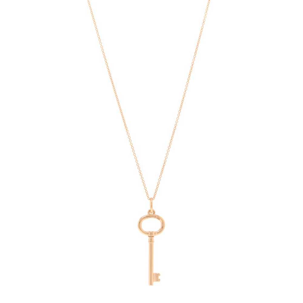 TIFFANY 18K Rose Gold Small Oval Key Pendant Neck… - image 1