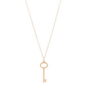 TIFFANY 18K Rose Gold Small Oval Key Pendant Neck… - image 1