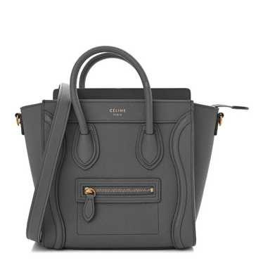 CELINE Drummed Calfskin Nano Luggage Kohl