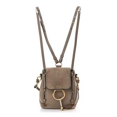 CHLOE Suede Calfskin Mini Faye Backpack Motty Grey