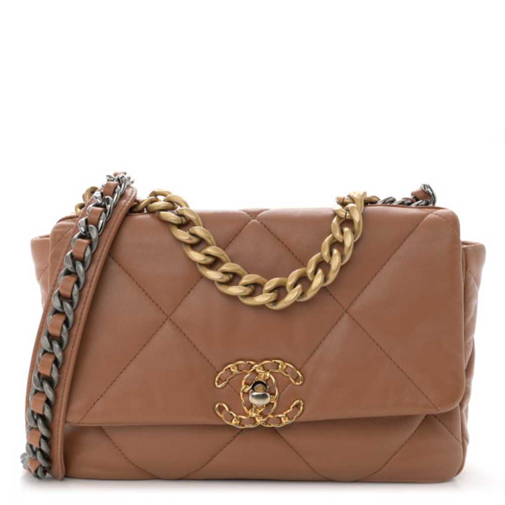 CHANEL Lambskin Quilted Medium Chanel 19 Flap Bro… - image 1