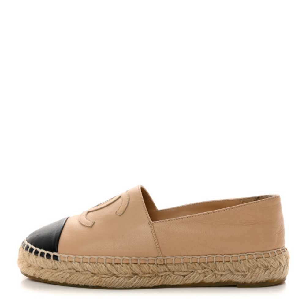 CHANEL Lambskin CC Espadrilles 35 Beige Black - image 1