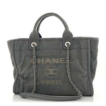 CHANEL Denim Small Deauville Tote Light Blue