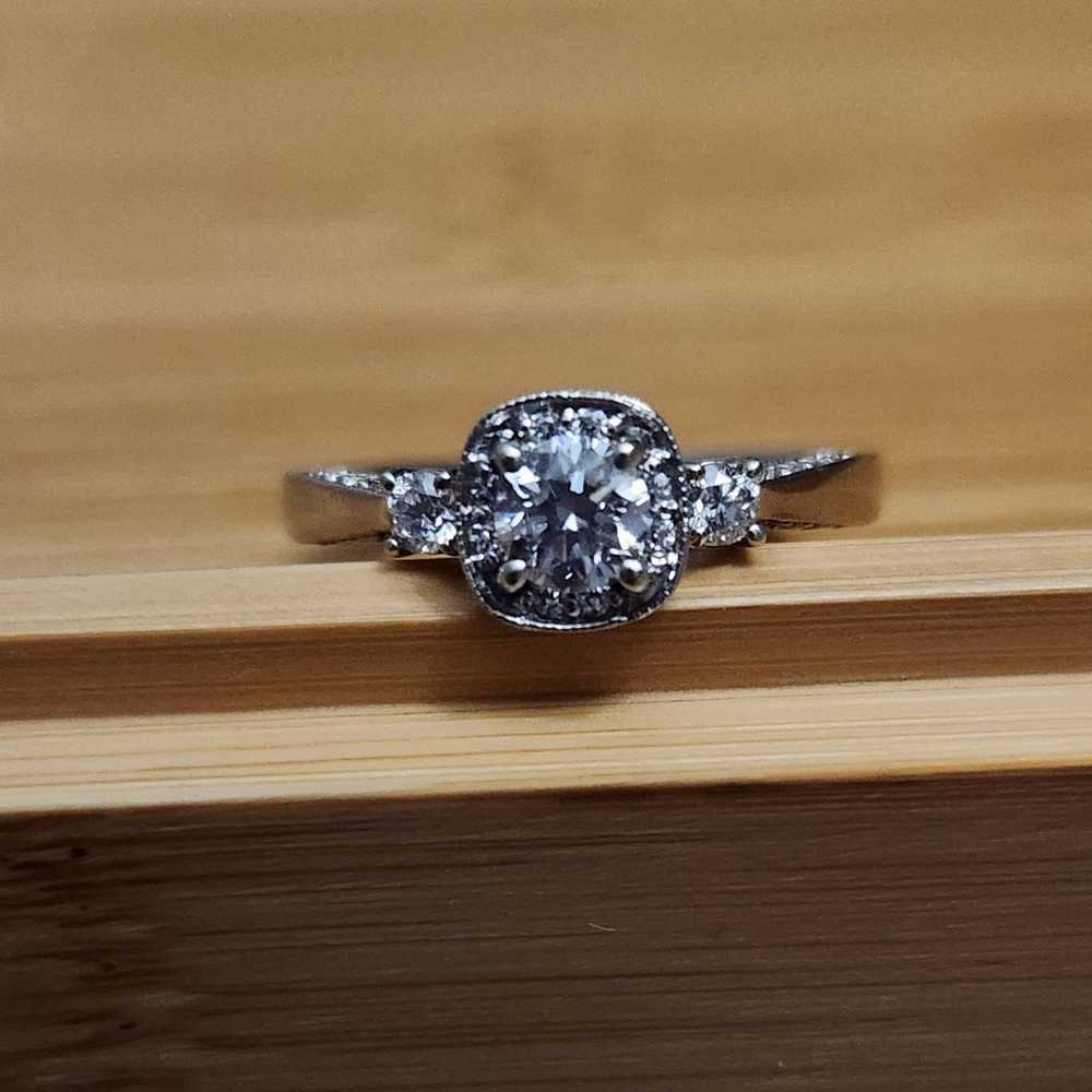 White gold diamond engagement ring - image 1