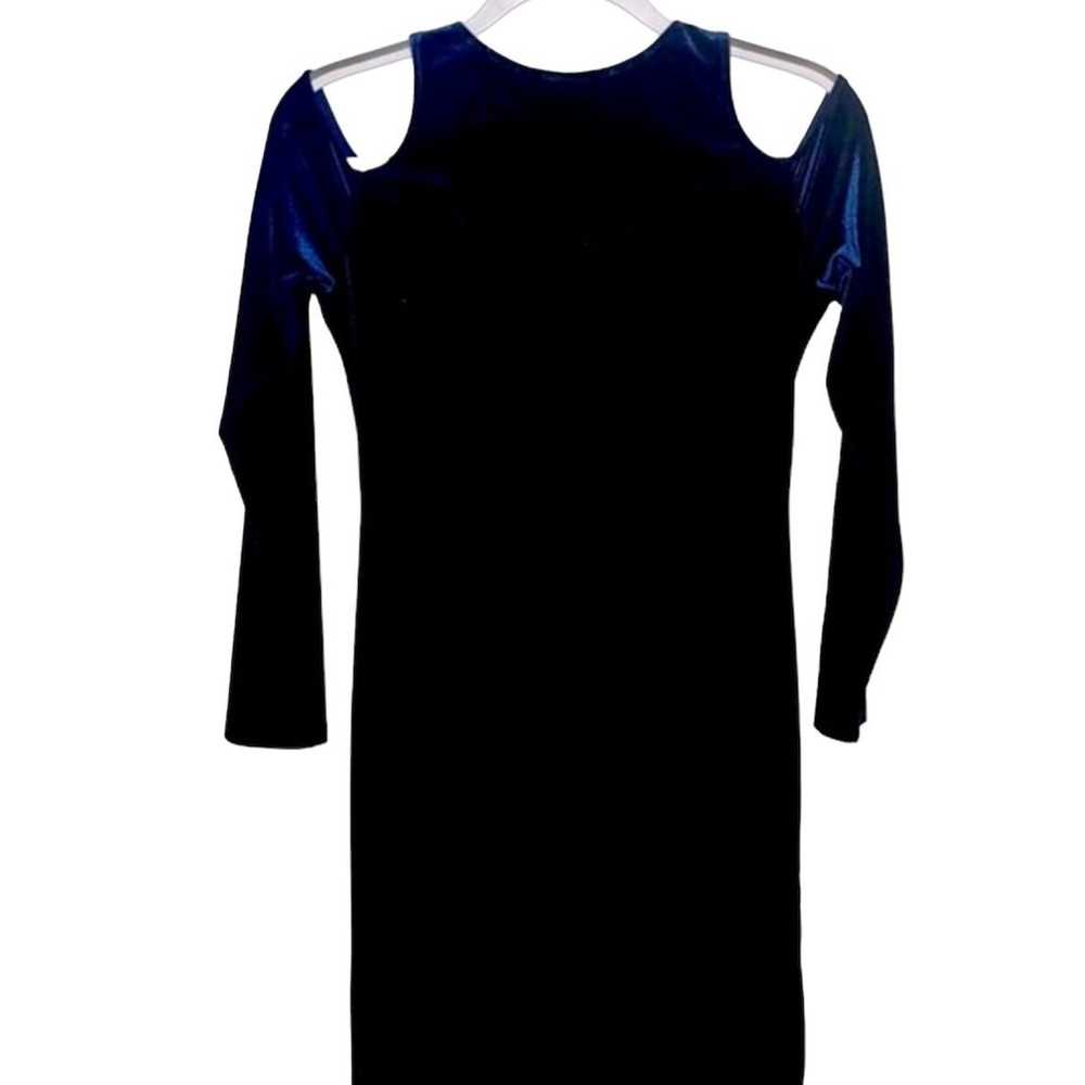 AQUA Velvet Cold Shoulder Navy Blue Dress Size La… - image 1