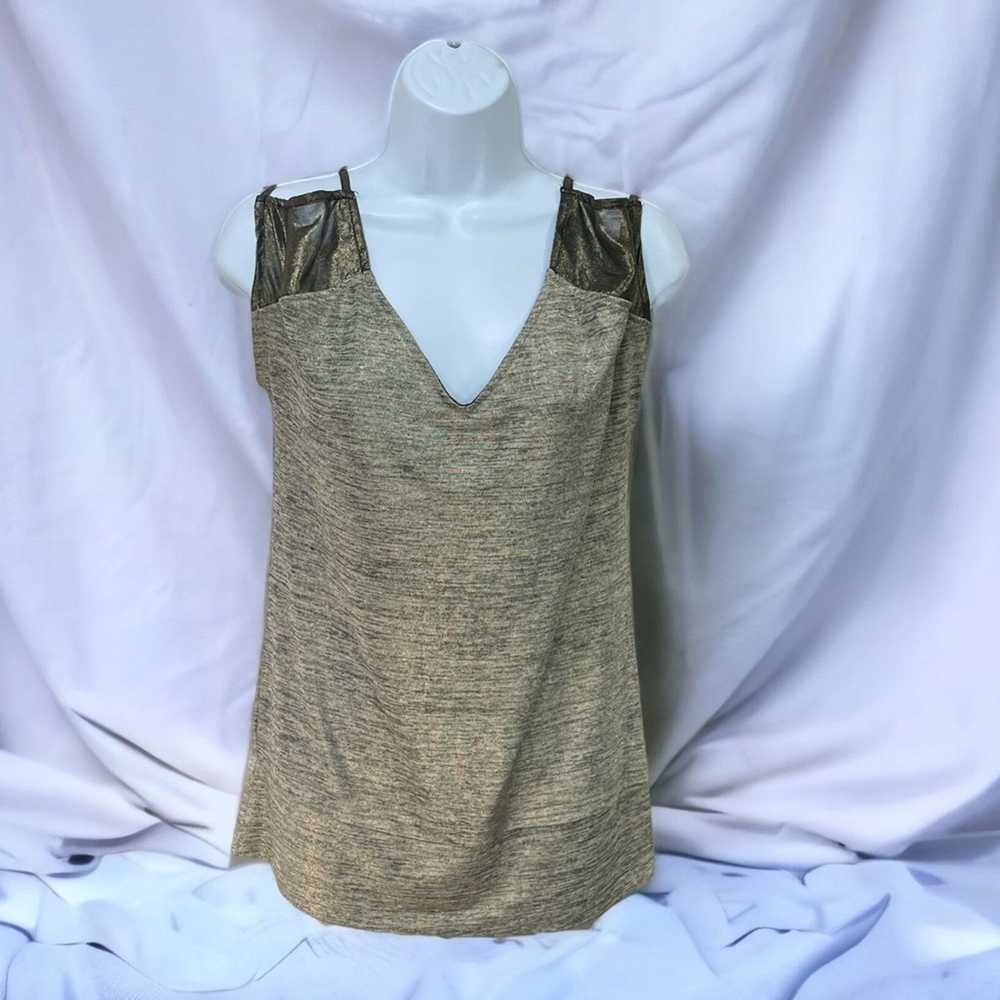 Other CACHE Y2K Metallic Cold Shoulder Blouse, V-… - image 3