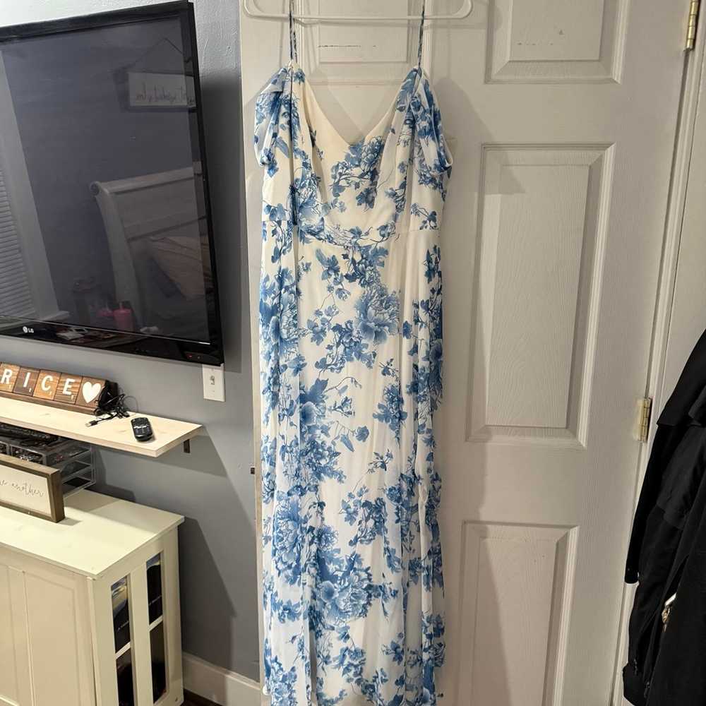 Blue floral bridesmaid dress - image 3