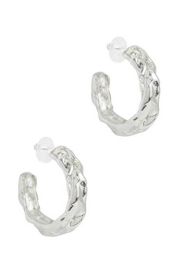 Kenneth Jay Lane Polished Silver Sculpted Hoops