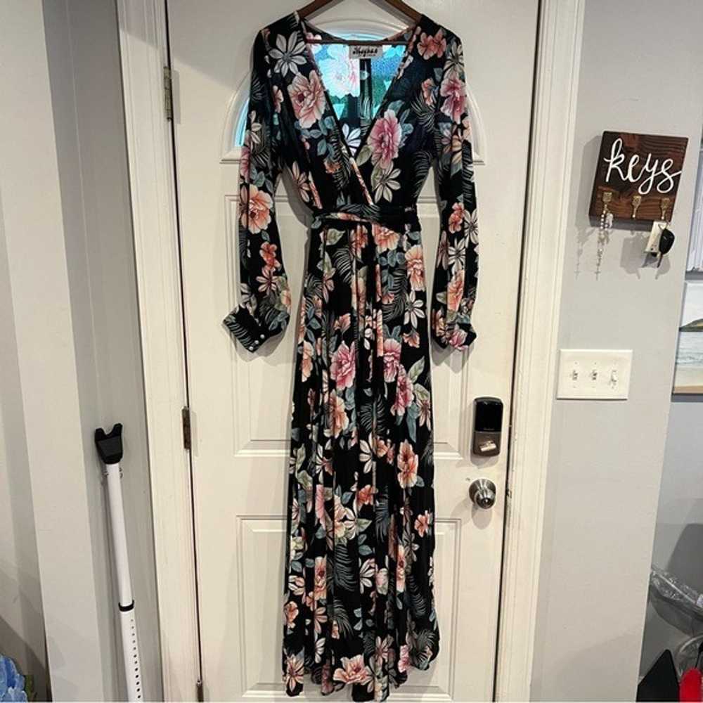 Meghan LA Lilypad Floral Surplice Maxi Dress Wrap… - image 3