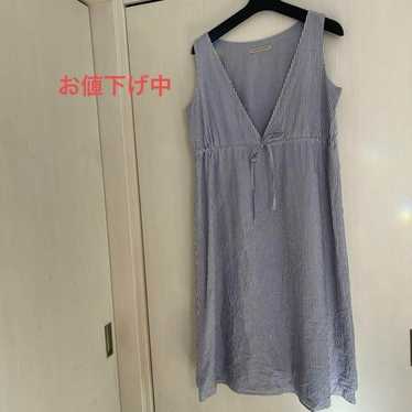 Human woman striped pattern sleeveless dress. - image 1