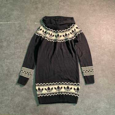 [adidas] Hooded Logo Pattern Knit Dress Vintage U… - image 1