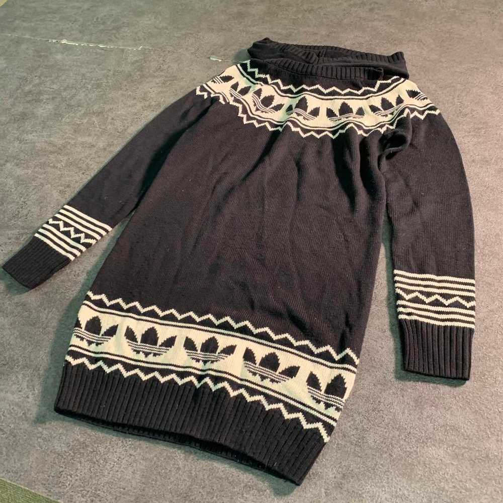 [adidas] Hooded Logo Pattern Knit Dress Vintage U… - image 2