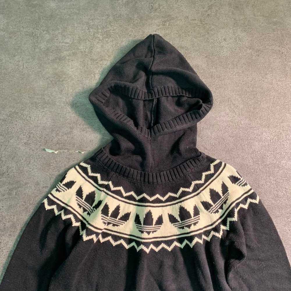 [adidas] Hooded Logo Pattern Knit Dress Vintage U… - image 3